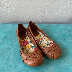 Mia Amore Women’s Cognac Brown Vegan Leather Slip on Flats - Size